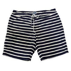 J Crew Board Shorts Mens 35 Blue Stripes Mesh Lined Beach Classic Swim Trunks